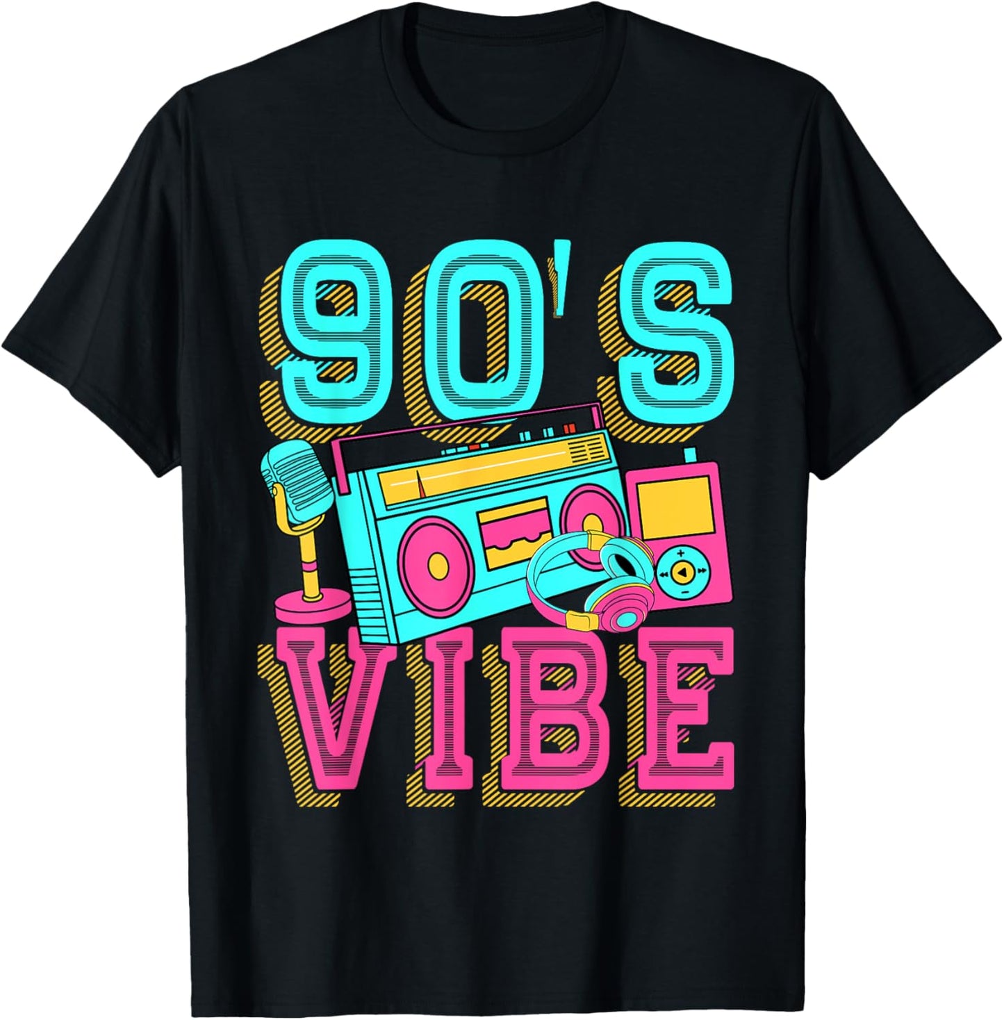 90s Vibe Vintage 1990s Music 90s Costume Party Men Women T-Shirt - T-Shirt | Black