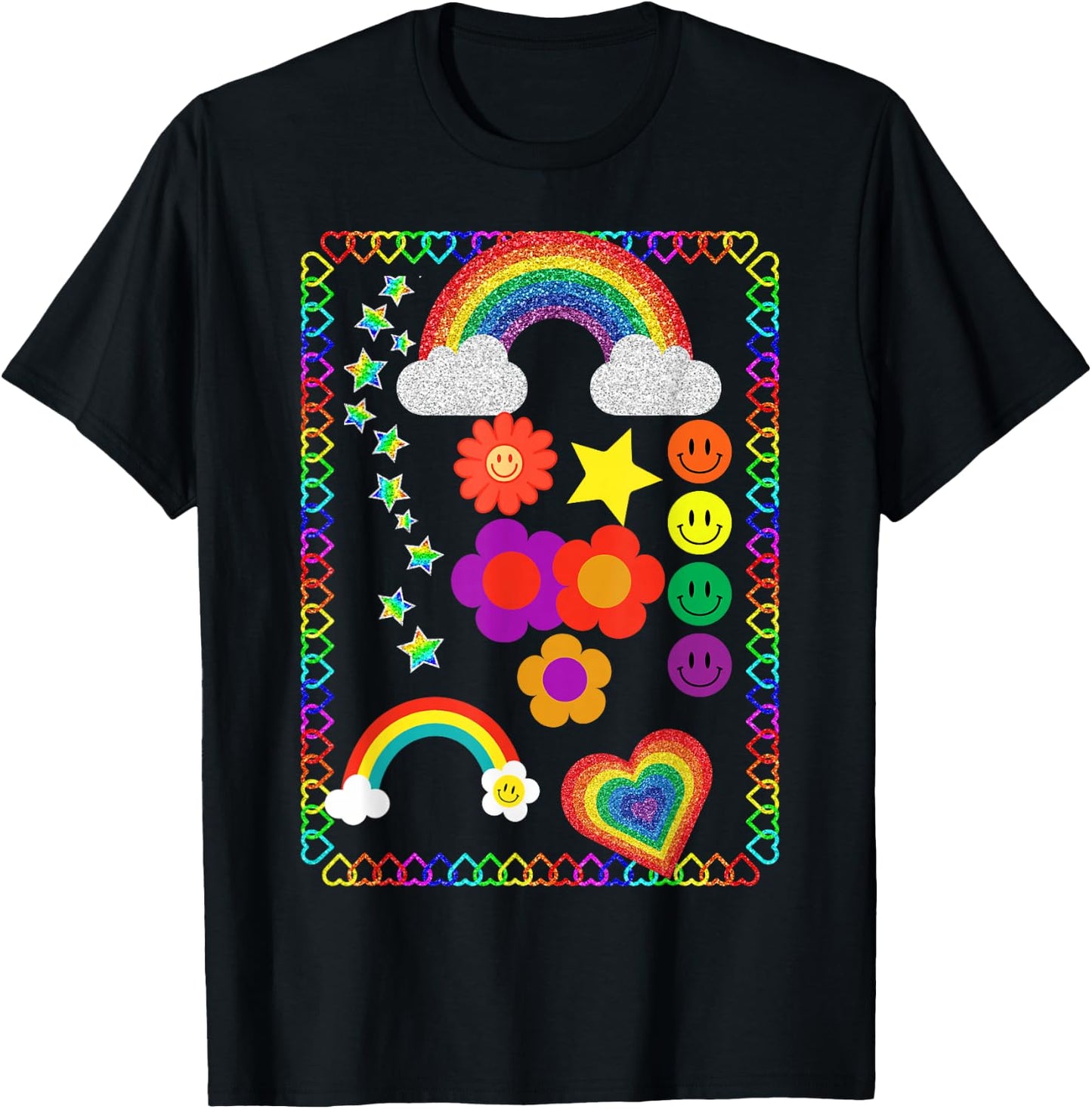 Kidcore Flower Heart T-Shirt - T-Shirt | Black