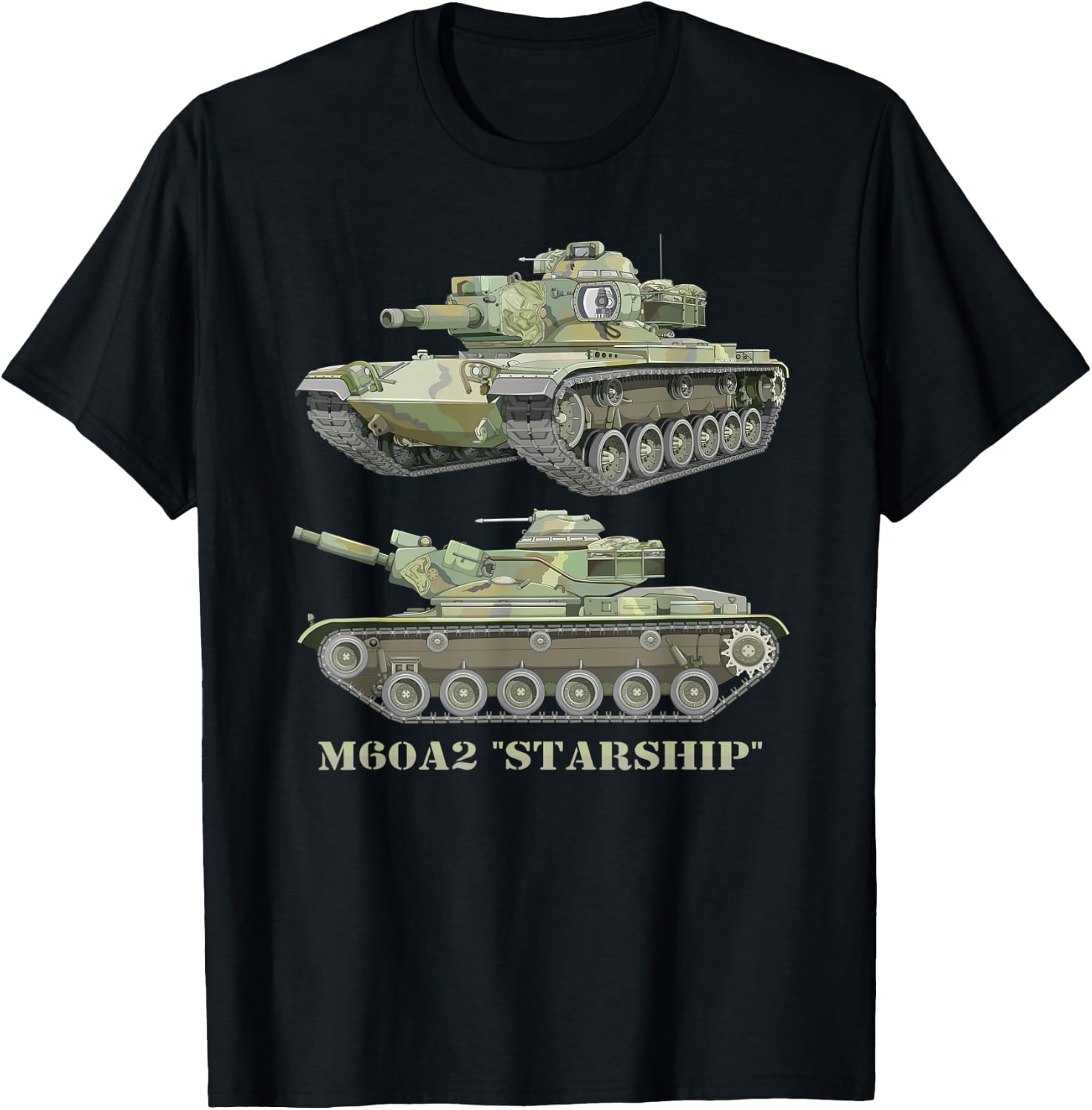 M60A2 Starship American Main Battle Tank Diagram T-Shirt - T-Shirt | Black