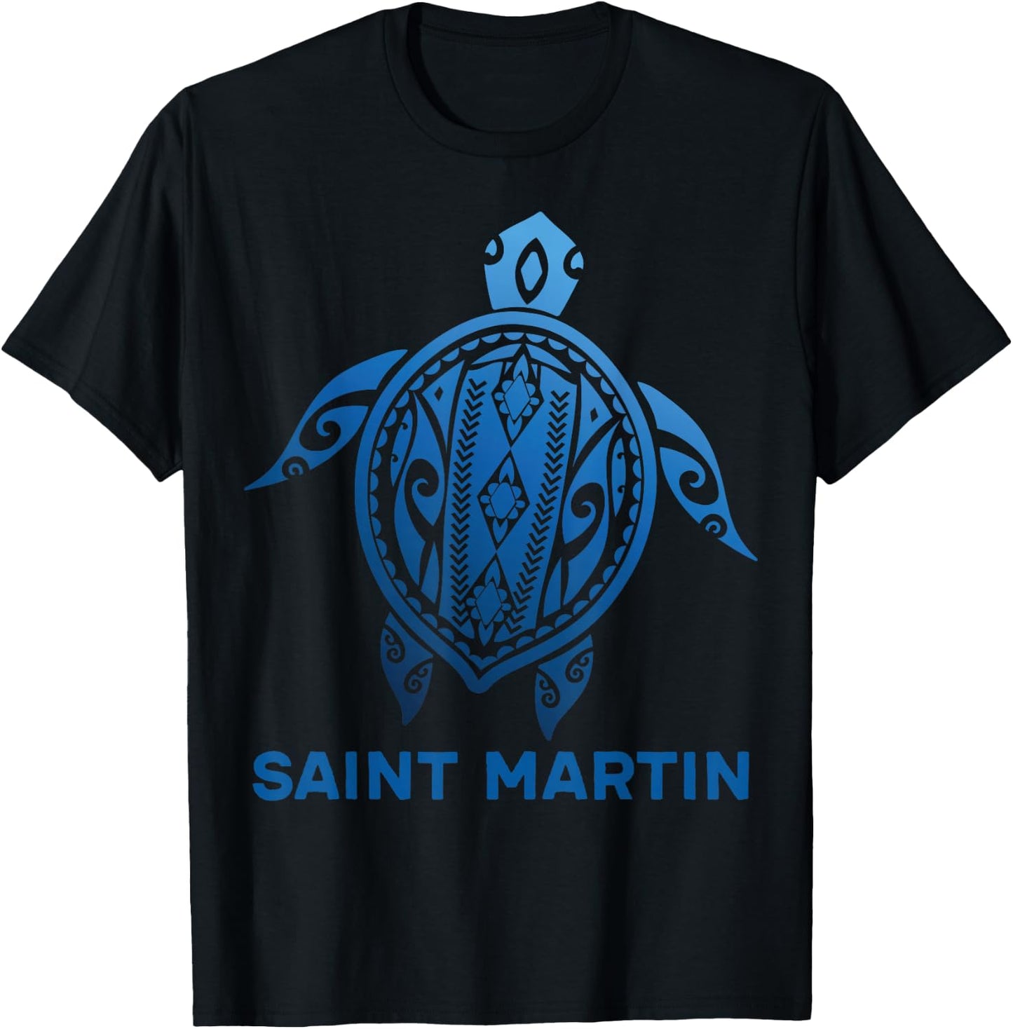 Saint Martin St. Maarten St Martin Tropical Blue Sea Turtle T-Shirt - T-Shirt | Black