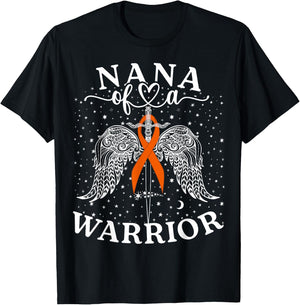 Nana Of A Warrior Leukemia Cancer Awareness Support Squad T-Shirt - T-Shirt | Black