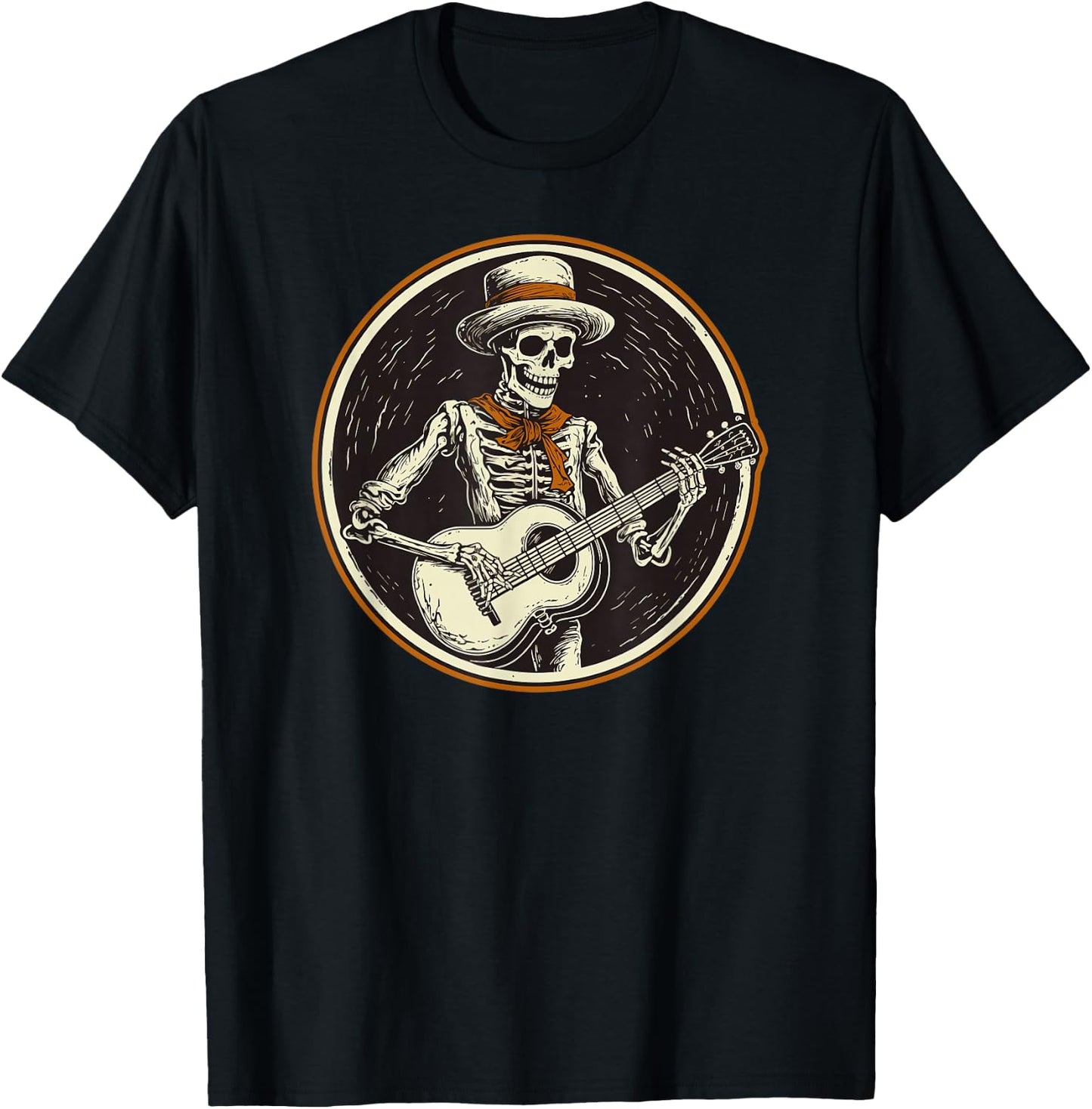 skeleton playing banjo Funny Bluegrass Style T-Shirt - T-Shirt | Black