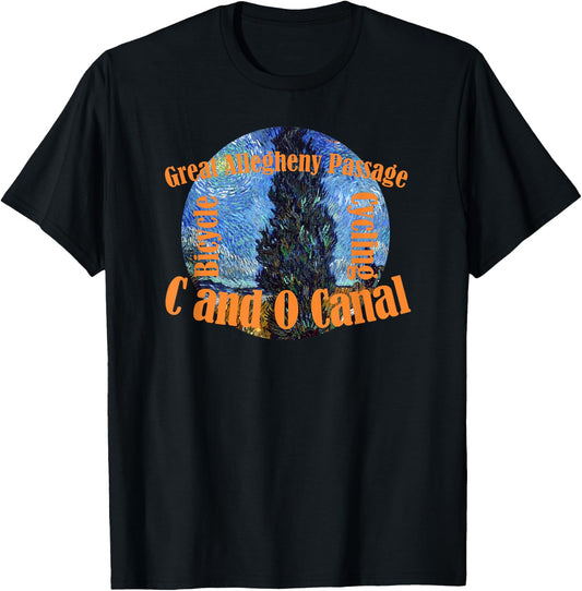C & O Canal Chesapeake and Ohio Allegheny Rails Towpath Bike T-Shirt - T-Shirt | Black
