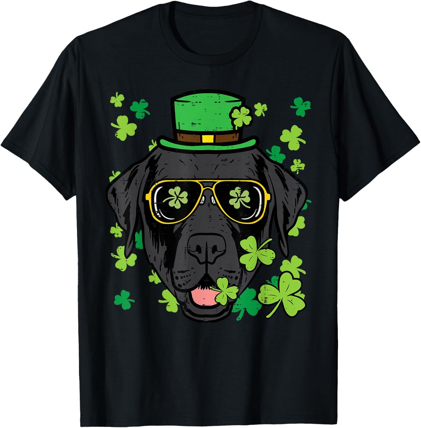 St Patricks Day Labrador Dog Saint Pattys Men Women Kids T-Shirt - T-Shirt | Black