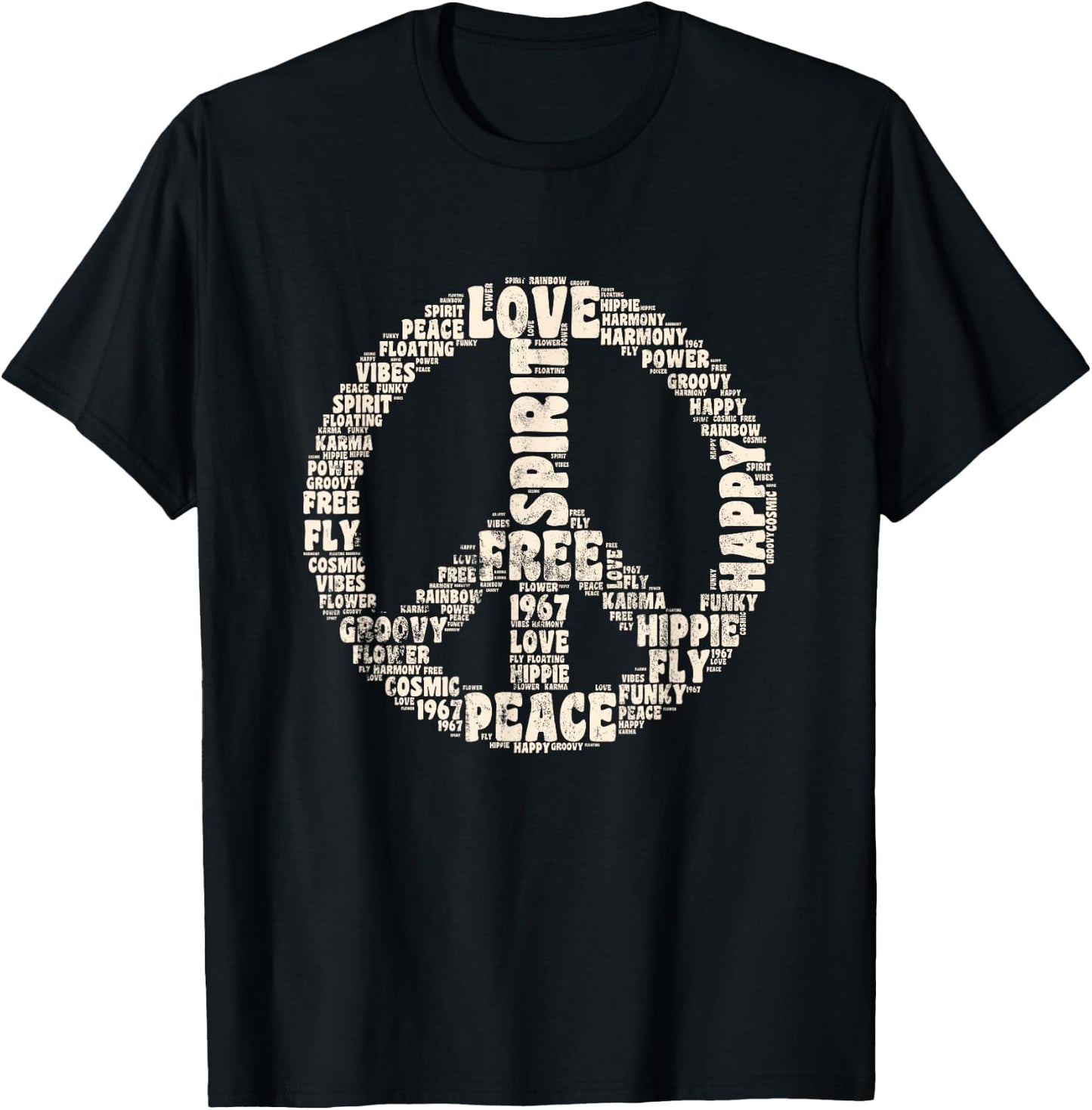 Peace Symbol Love Hippie Costume 60s 70s Peace Sign T-Shirt - T-Shirt | Black