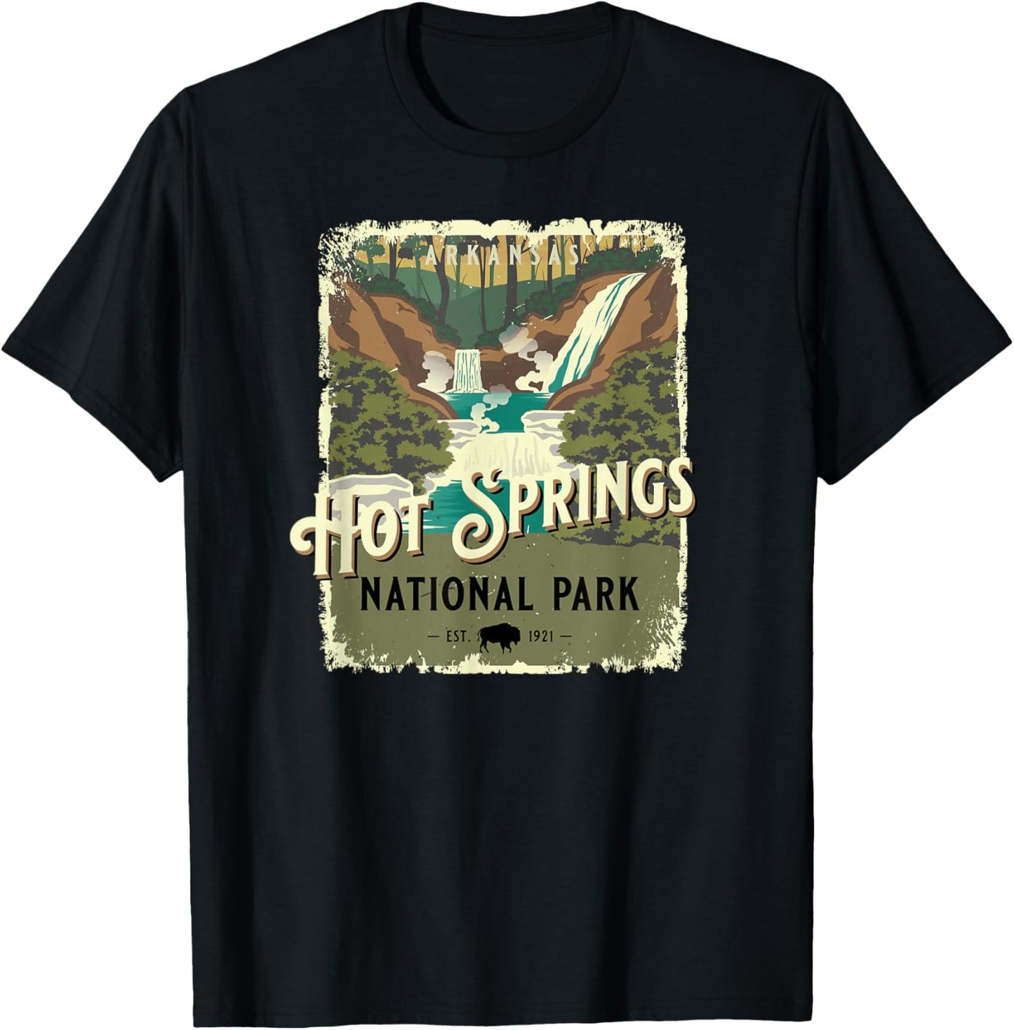 Hot Springs National Park Arkansas Vintage Travel Poster T-Shirt - T-Shirt | Black