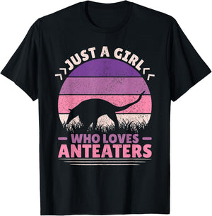 Just A Girl Who Loves Anteaters Animal Lover Girls Anteater T-Shirt - T-Shirt | Black