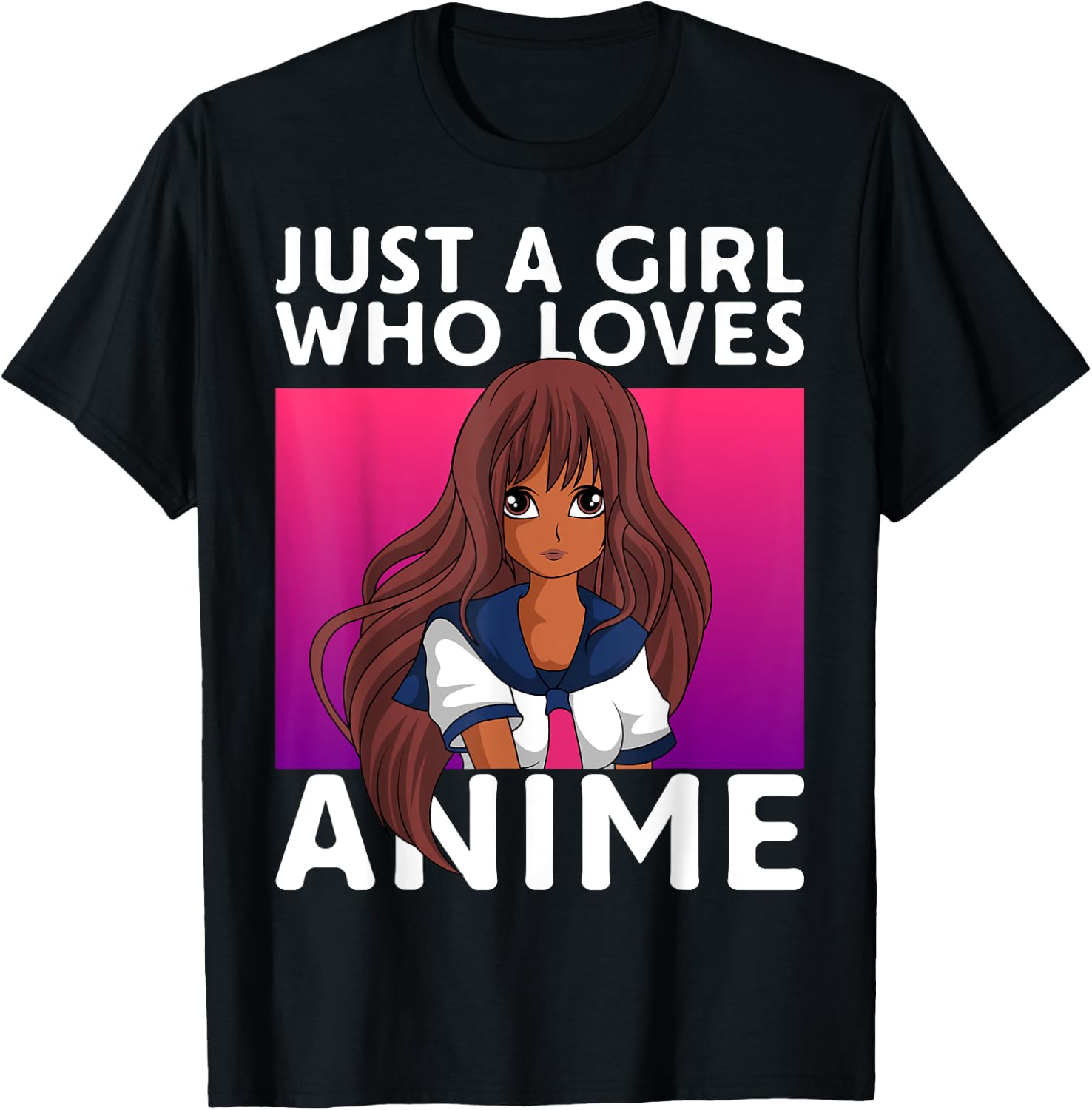 Just A Girl Who Loves Anime Lover Black Anime Girl T-Shirt - T-Shirt | Black