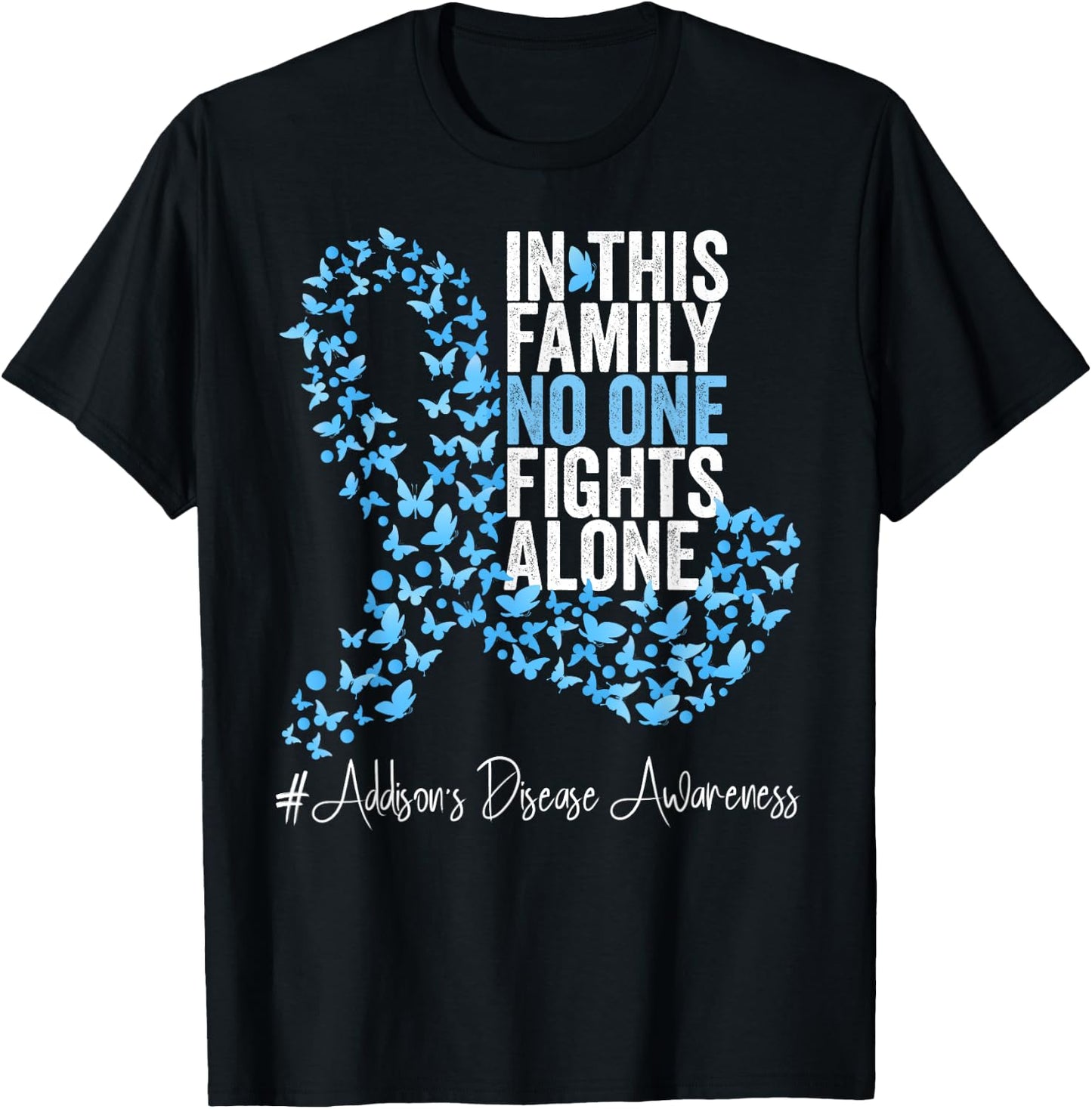 Addison's disease Awareness Month Light Blue Ribbon T-Shirt - T-Shirt | Black