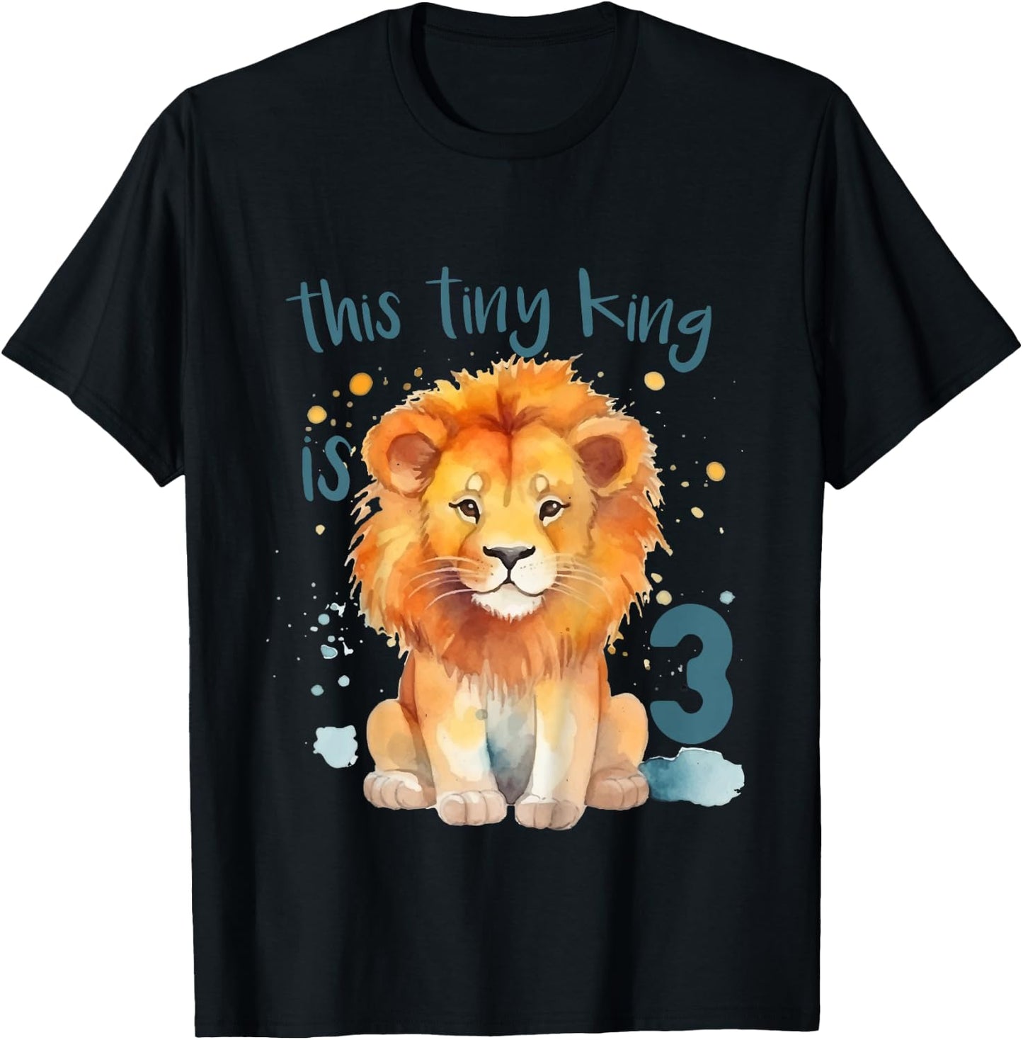Kids This Tiny King is 3 Year Old Birthday Boy 3rd Birthday Lion T-Shirt - T-Shirt | Black