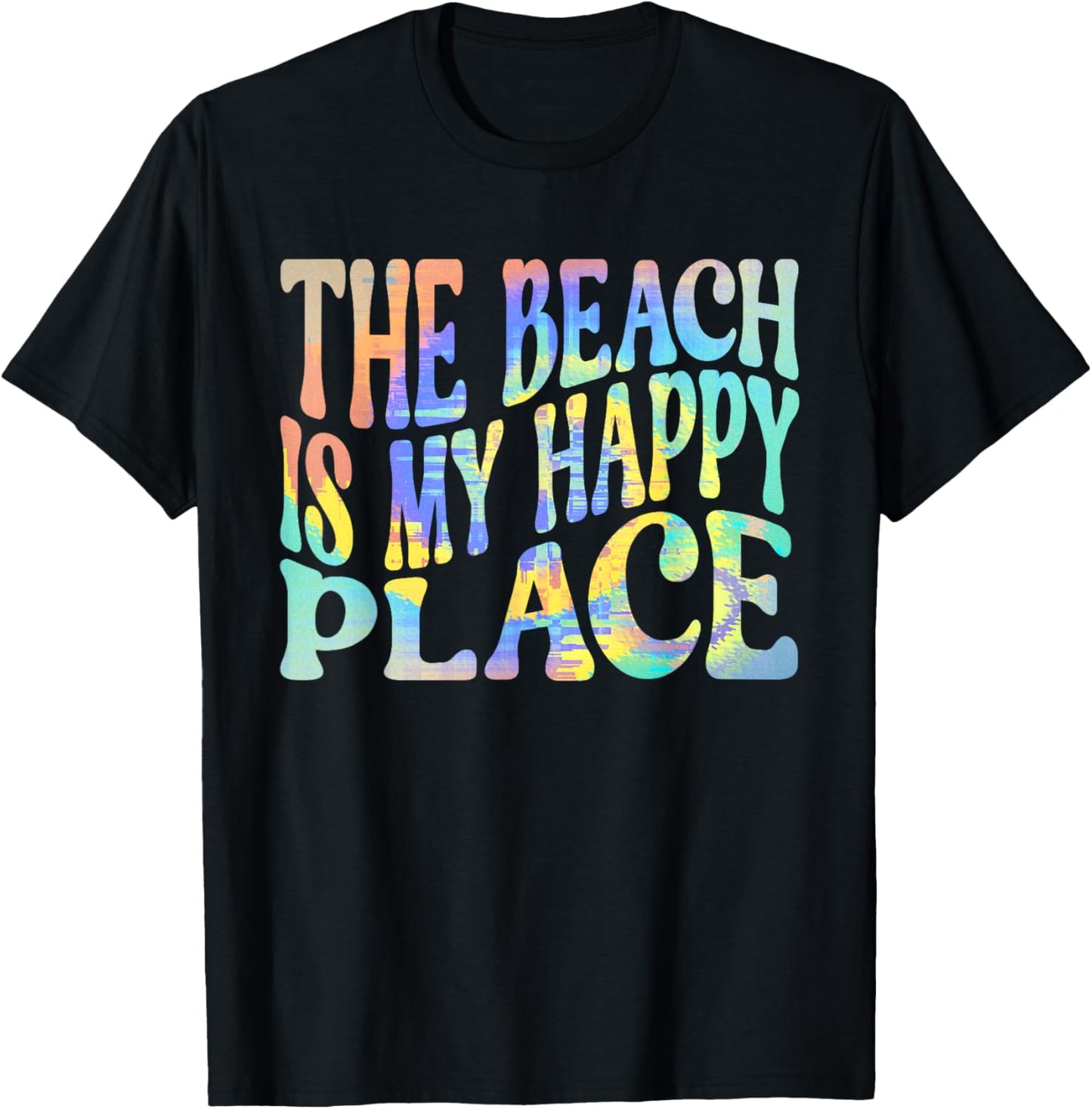The Beach Is My Happy Place Fun Summer Beach Lover T-Shirt - T-Shirt | Black