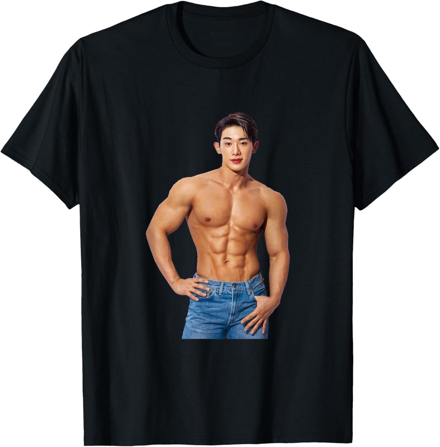 Wonho Sexy Muscle Daddy Korean Hunk Abs Solo Artist Idol T-Shirt - T-Shirt | Black