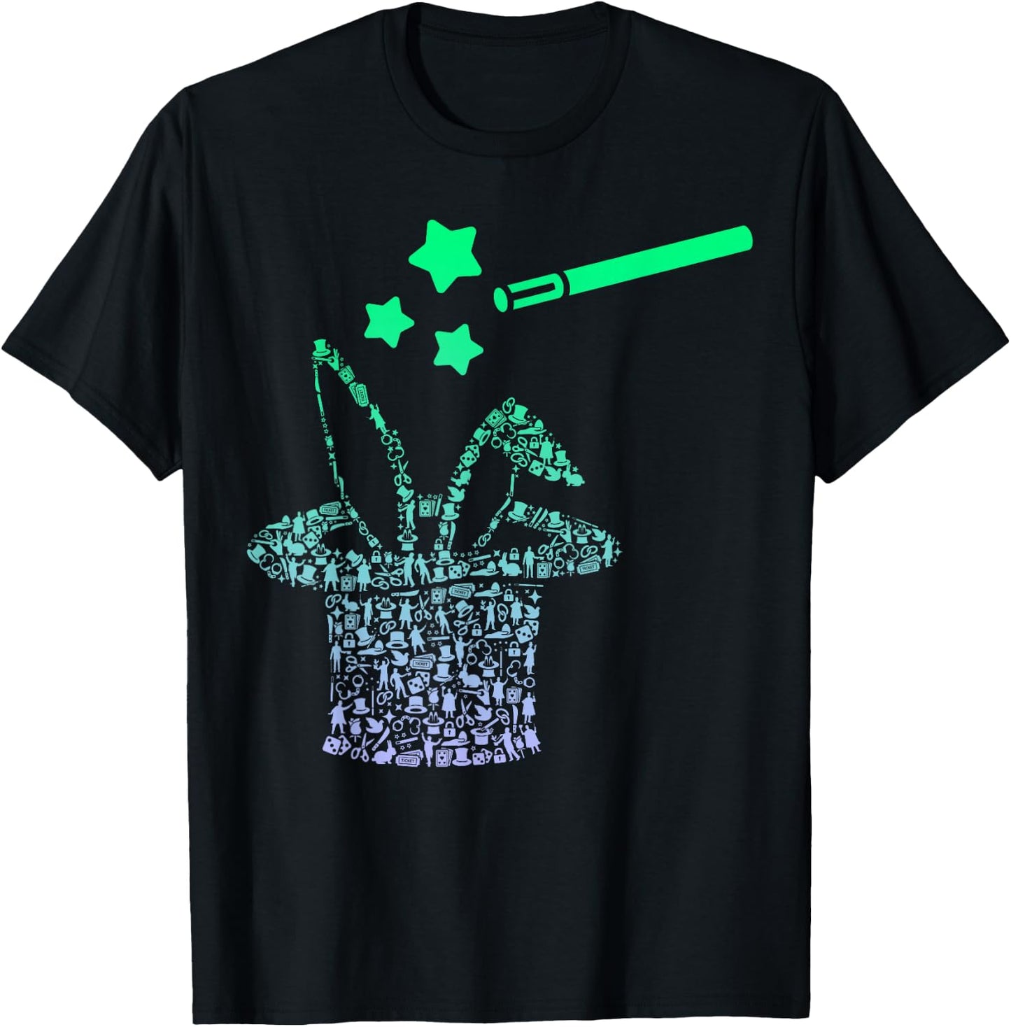 Magicians Hat for Magician Magic Icons Boys Magician T-Shirt - T-Shirt | Black