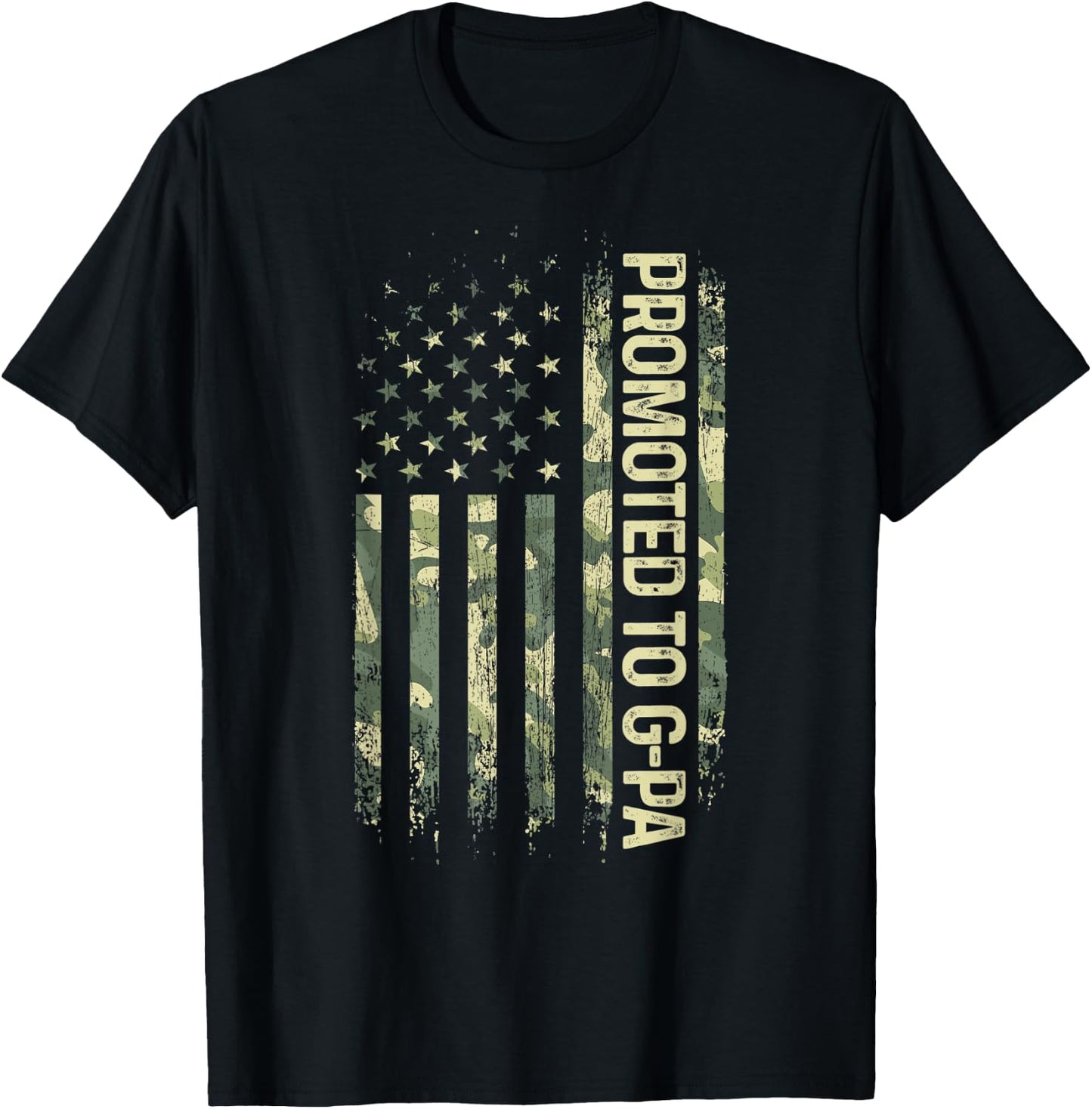 Promoted To G-Pa Camo American Flag Father's Day T-Shirt - T-Shirt | Black