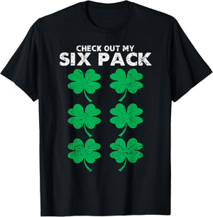 Check Out My Six Pack Shamrock St Patricks Day Funny Workout T-Shirt - T-Shirt | Black