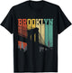 New York City Brooklyn Bridge Vintage Retro Skyline NYC NY T-Shirt - T-Shirt | Black
