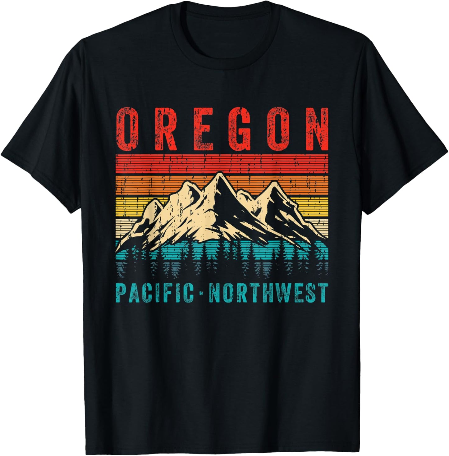 Oregon Pacific Northwest Vintage Retro Hiking Mountains Hike T-Shirt - T-Shirt | Black
