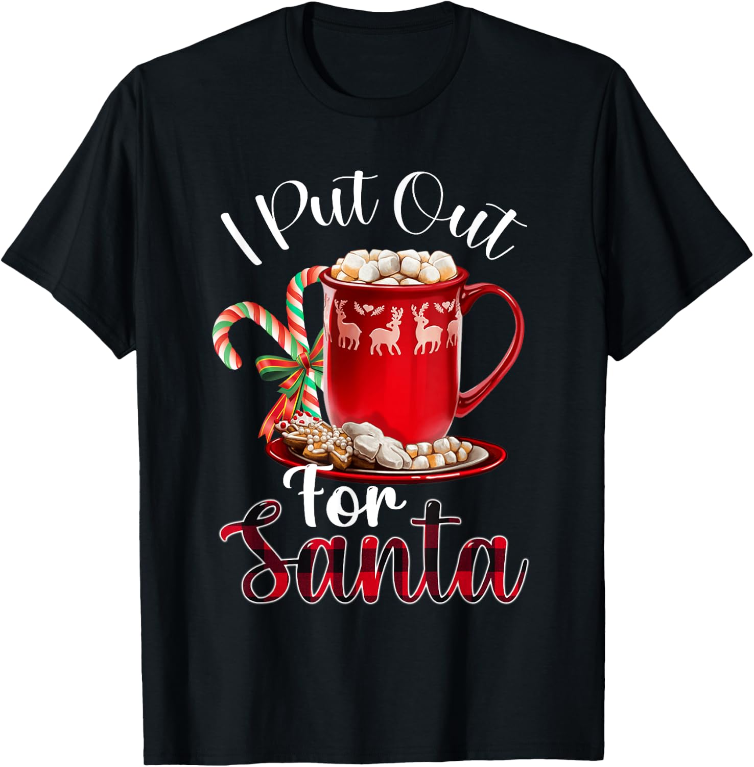 Naughty I Put Out For Santa Christmas Xmas T-Shirt - T-Shirt | Black