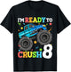 Kids Monster Truck Shark 8th Birthday Boy 8 Eight Year Old T-Shirt - T-Shirt | Black