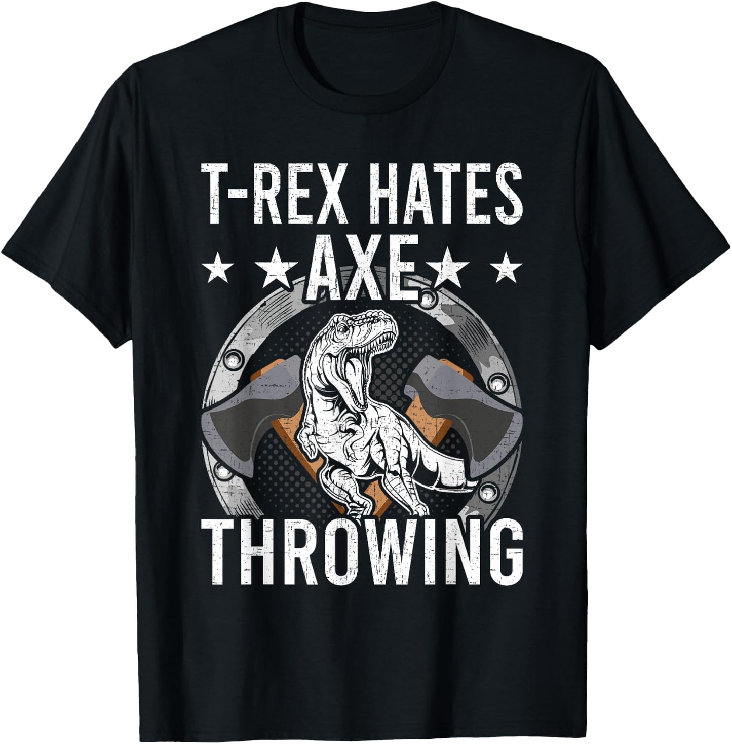 T-rex Hates Axe Throwing Hatchet Lumberjack T-Shirt - T-Shirt | Black