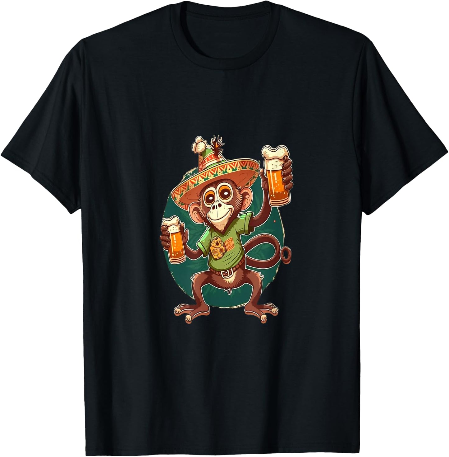 Funny Spider Monkey Lover Mexican Spider Monkey Drinking T-Shirt - T-Shirt | Black