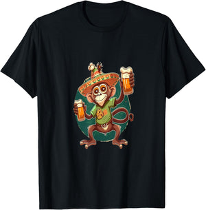 Funny Spider Monkey Lover Mexican Spider Monkey Drinking T-Shirt - T-Shirt | Black