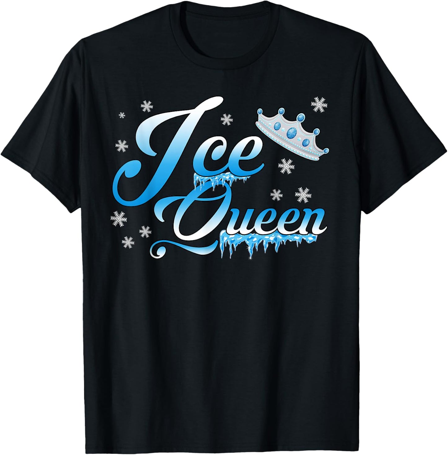 Ice Queen Winter Theme Birthday Party Girls Snow Themed Bday T-Shirt - T-Shirt | Black