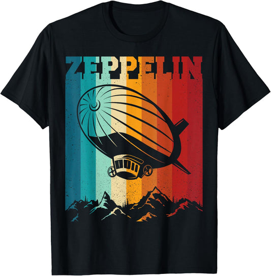 Dirigible Airship Retro Zeppelin 70s 80s Zepelin Zepplin T-Shirt - T-Shirt | Black