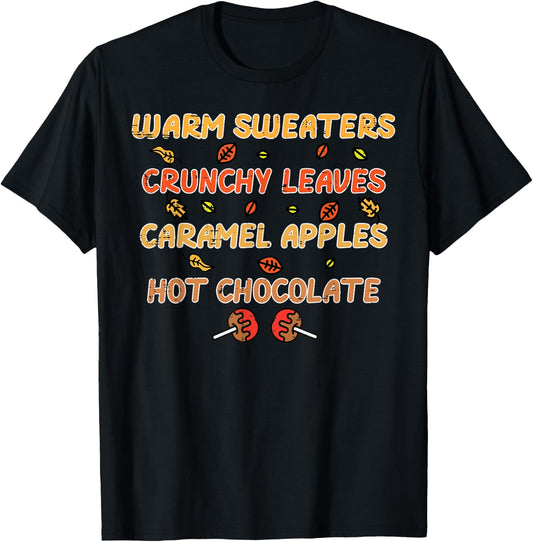 Thanksgiving Warm Sweaters Crunchy Leaves Fall Women Men Kid T-Shirt - T-Shirt | Black