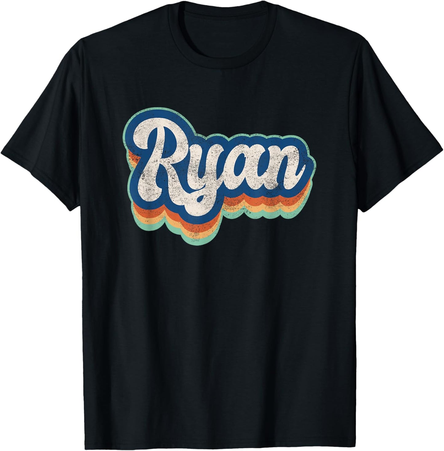 Ryan First Name Boy Vintage Style 70s 80s Personalized T-Shirt - T-Shirt | Black