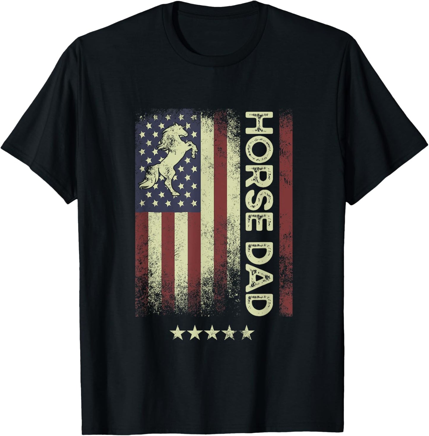 USA American Flag - Horse Dad Women Men T-Shirt - T-Shirt | Black