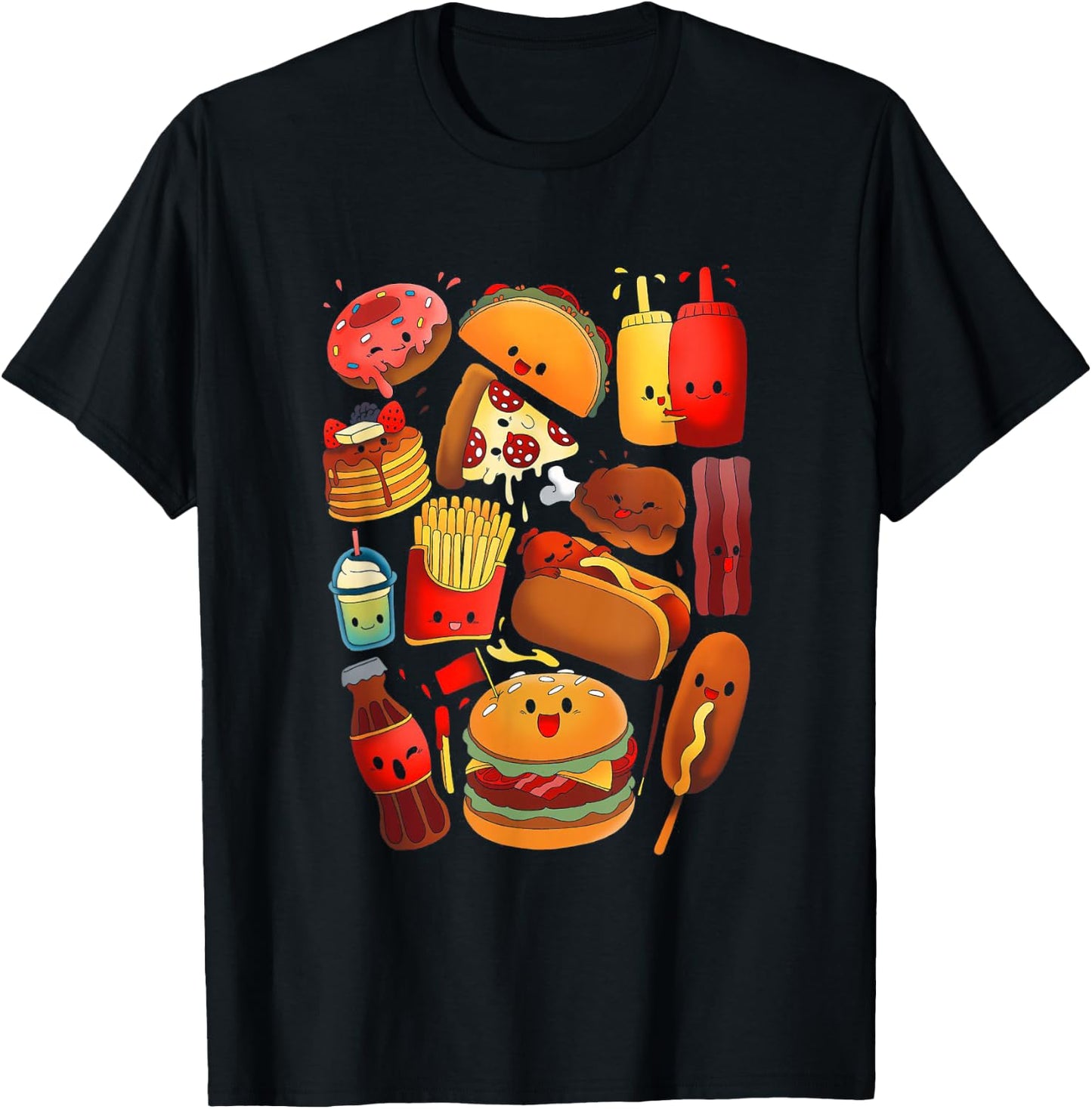 Funny fast food - Fastfood Graphic kawaii T-Shirt - T-Shirt | Black