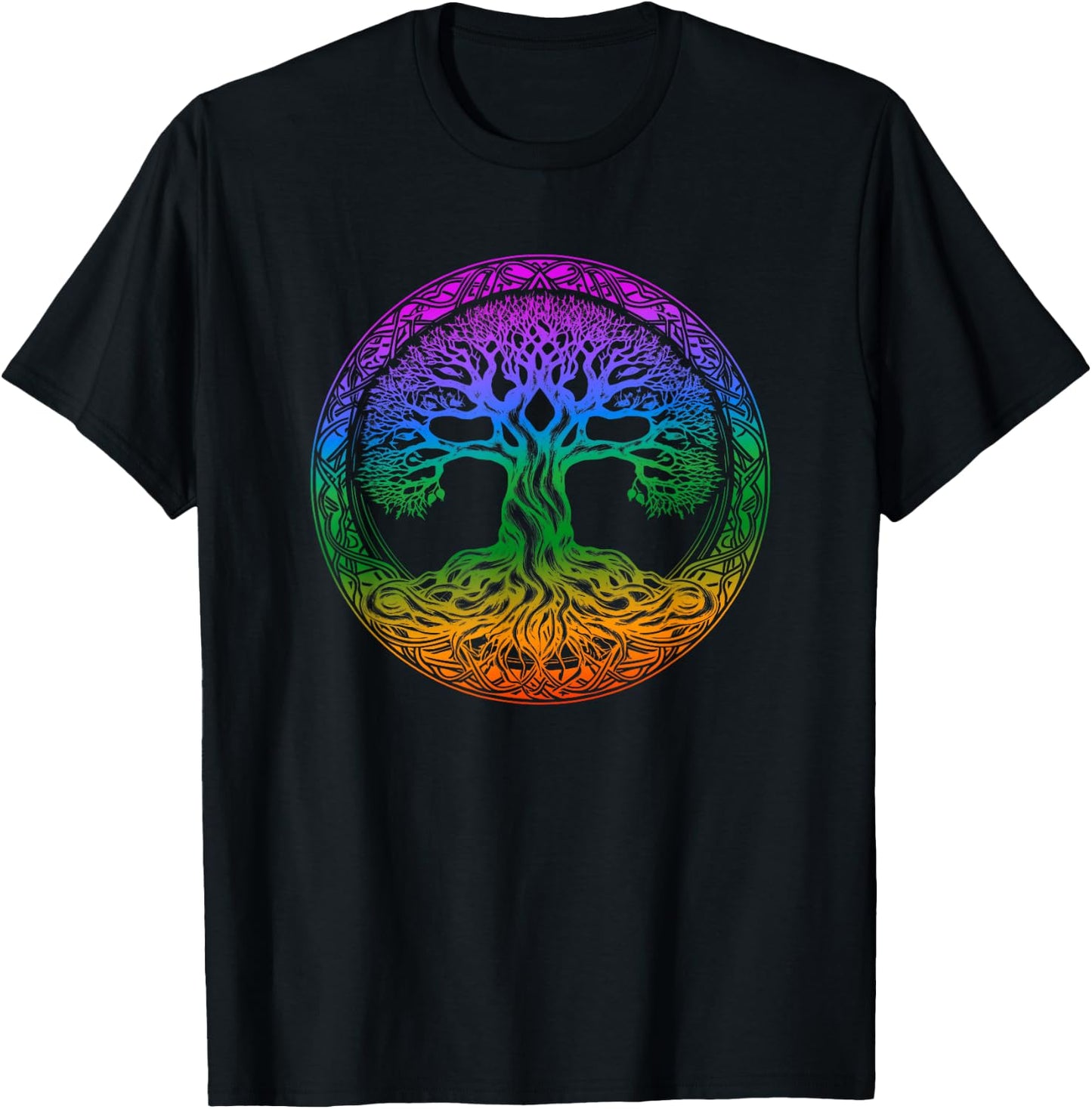 Tree of Life Celtic Colorful Rainbow Gradient Women T-Shirt - T-Shirt | Black