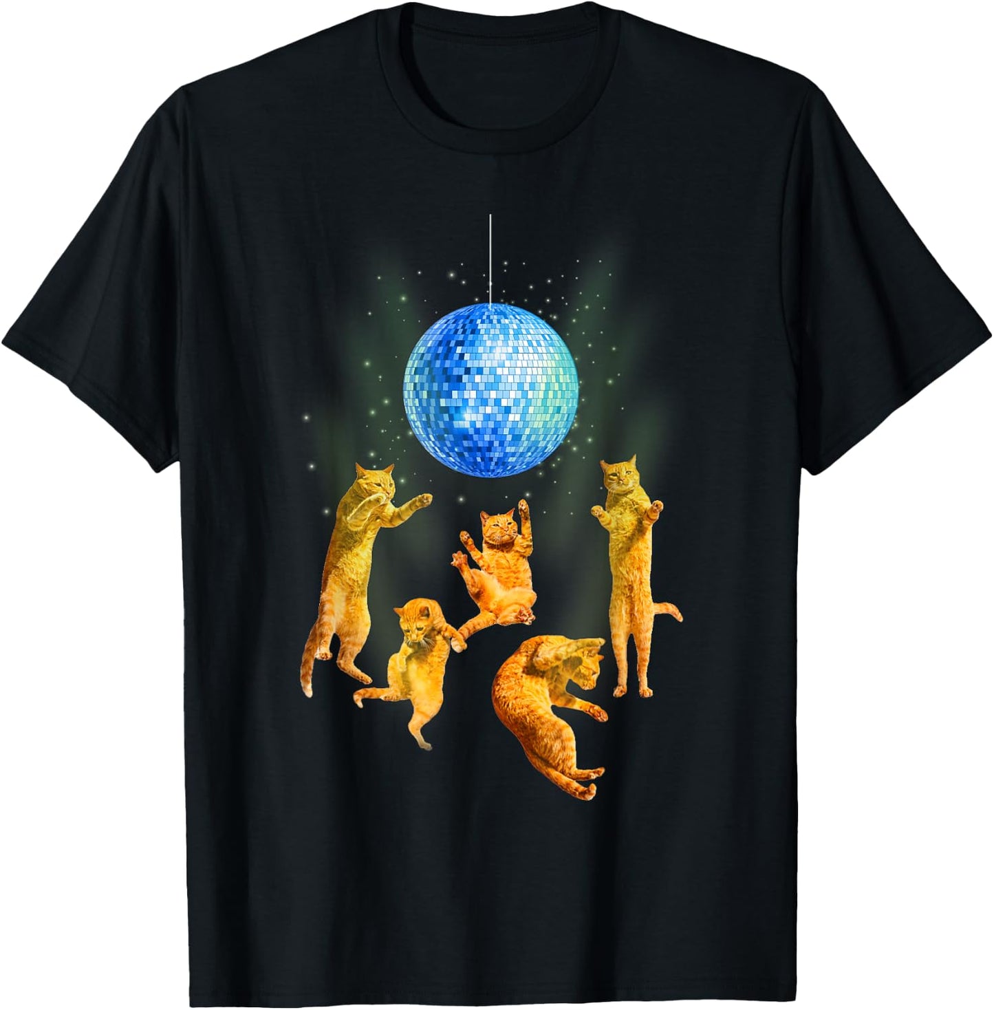 Dancing Cats Disco Ball Kitten Kitty Lover Party Animal T-Shirt - T-Shirt | Black