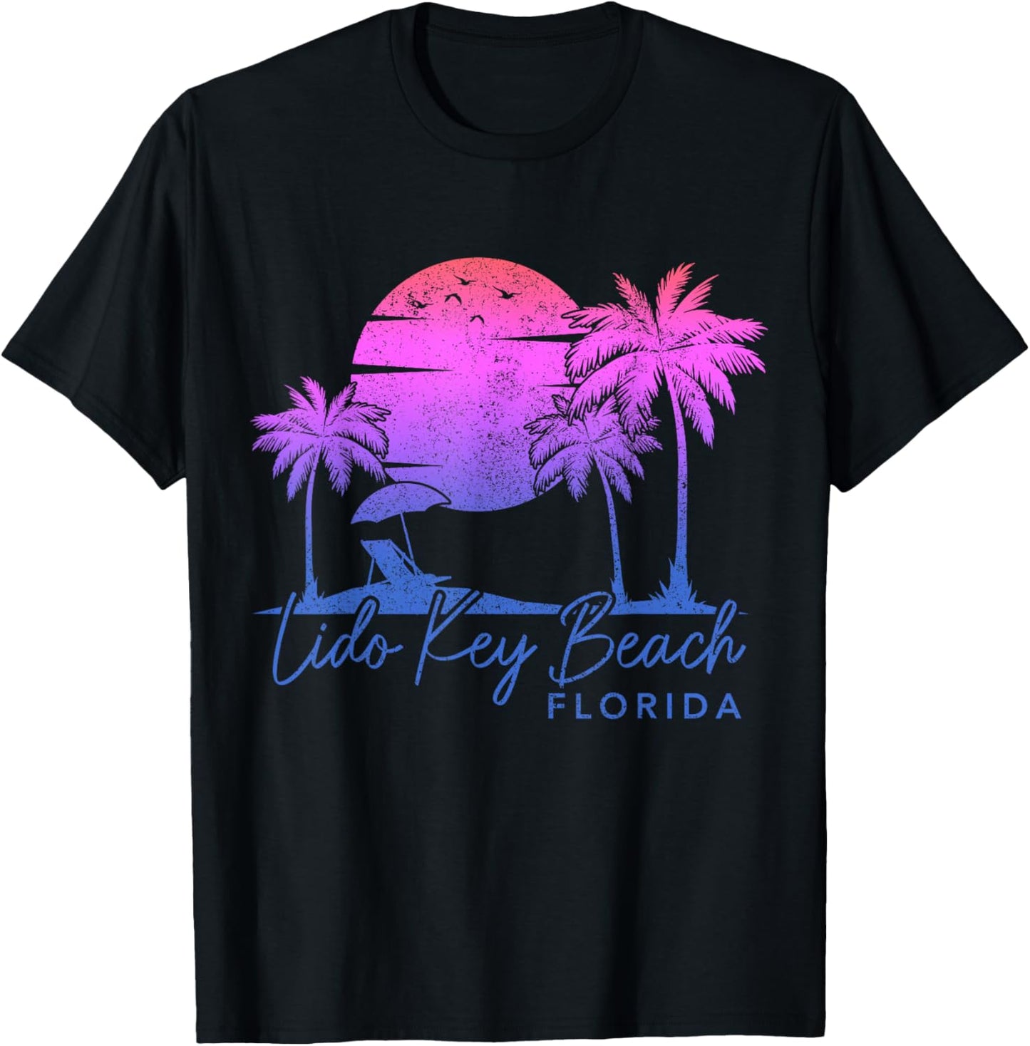 Lido Key Beach Florida FL Surfer Vintage Retro Men Women Girls Kids T-Shirt - T-Shirt | Black