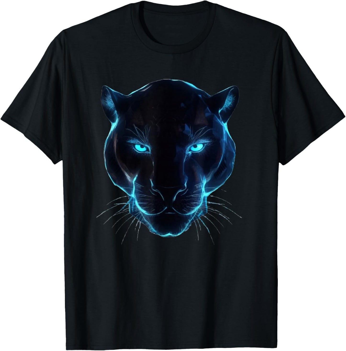 black panther head light for lovers Animal leopard & jaguar T-Shirt - T-Shirt | Black