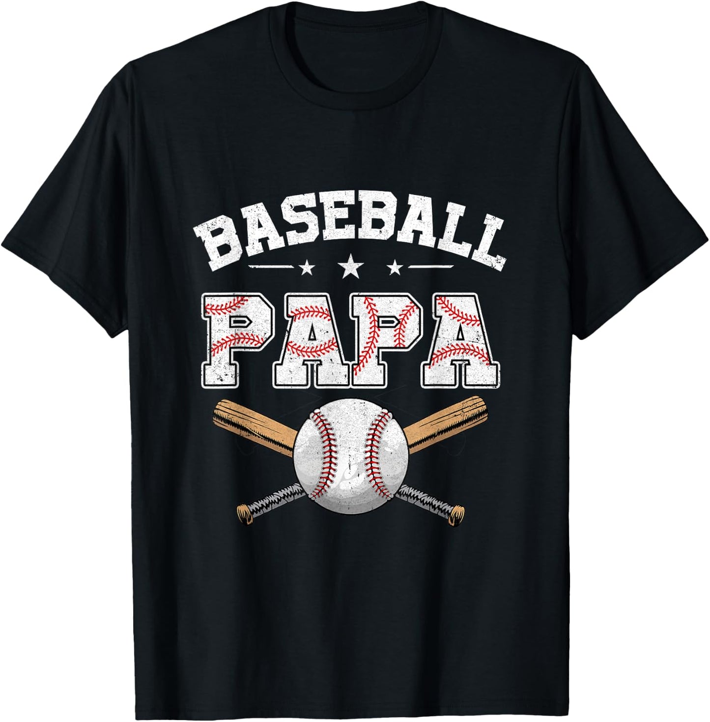 Baseball Papa For Fathers Day Baseball Lovers T-Shirt - T-Shirt | Black