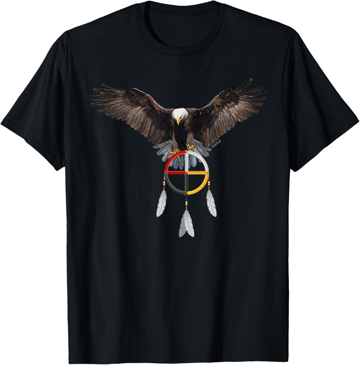 The Eagle & The Medicine Wheel T-Shirt - T-Shirt | Black