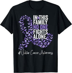 Vulvar Cancer Awareness Month Lavender Ribbon Butterflies T-Shirt - T-Shirt | Black