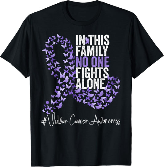 Vulvar Cancer Awareness Month Lavender Ribbon Butterflies T-Shirt - T-Shirt | Black