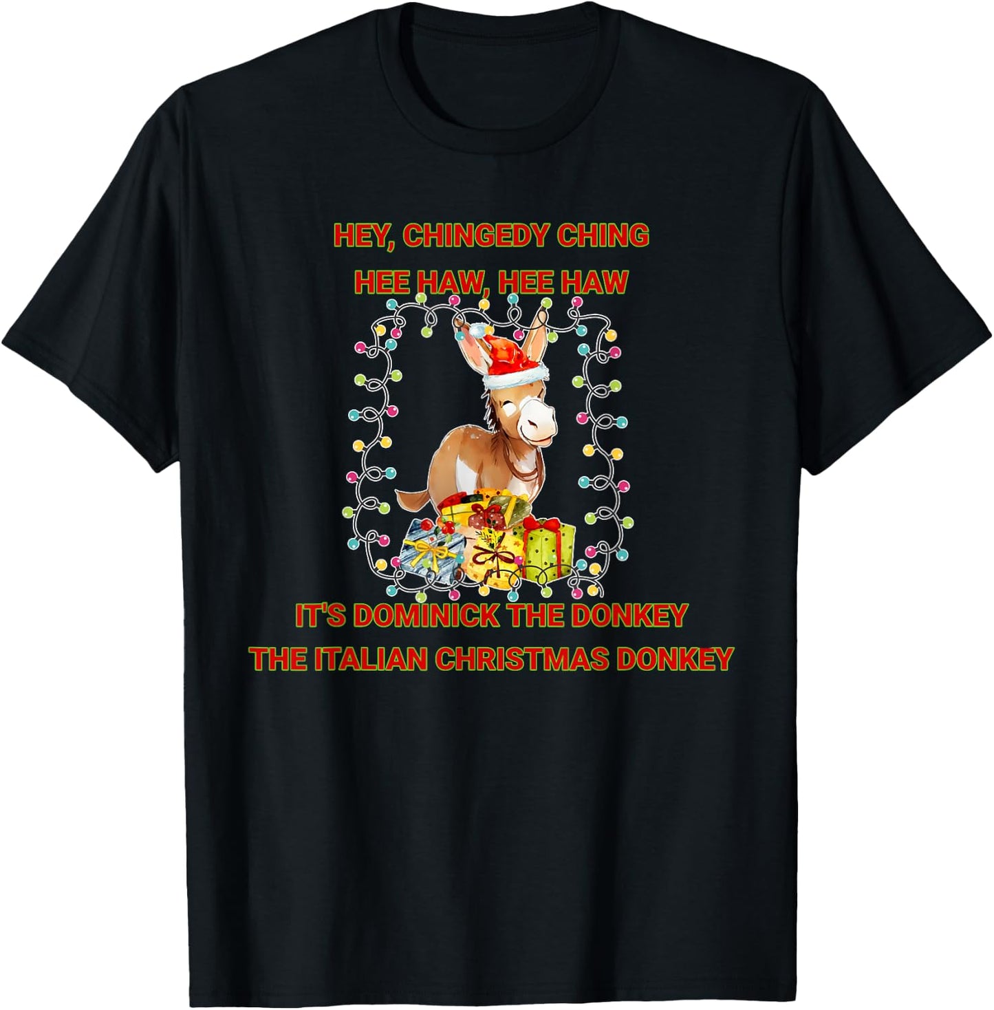 Holiday Italian Christmas Donkey Dominick The Donkey T-Shirt - T-Shirt | Black