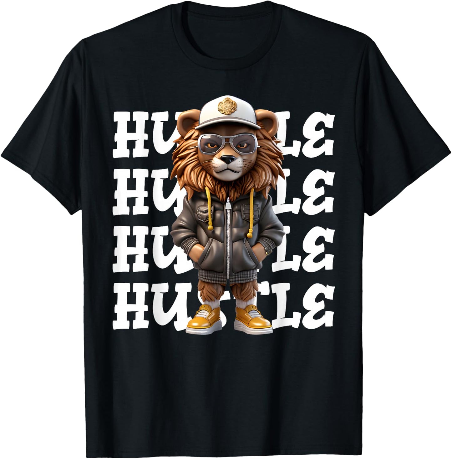Hip Hop Lion Hustle Money Urban Drip Streetwear Black King T-Shirt - T-Shirt | Black