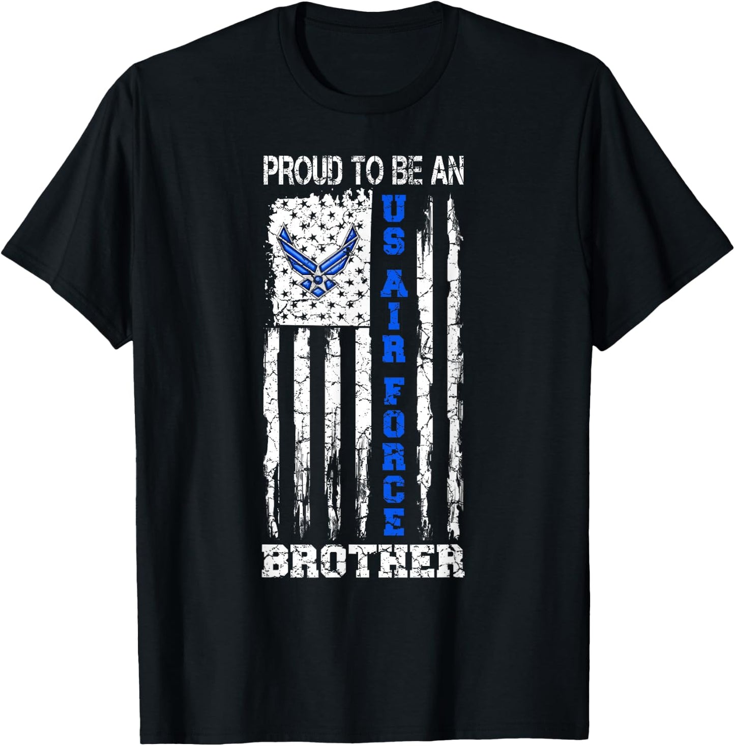 Vintage USA Flag Proud To Be An US Air Force Brother T-Shirt - T-Shirt | Black