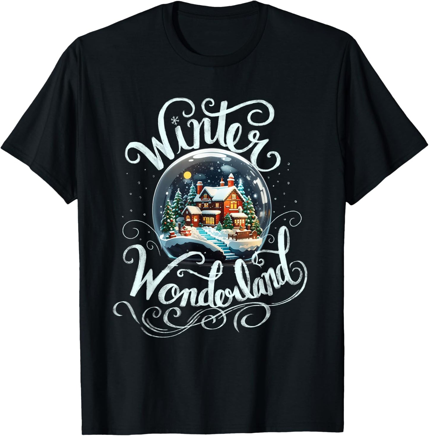 Winter Wonderland Snow Glob Night House Merry Xmas Costume T-Shirt - T-Shirt | Black