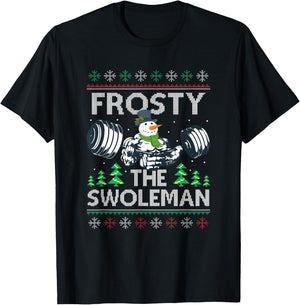 Frosty The Swoleman Ugly Xmas Sweater Funny Snowman Gym T-Shirt - T-Shirt | Black