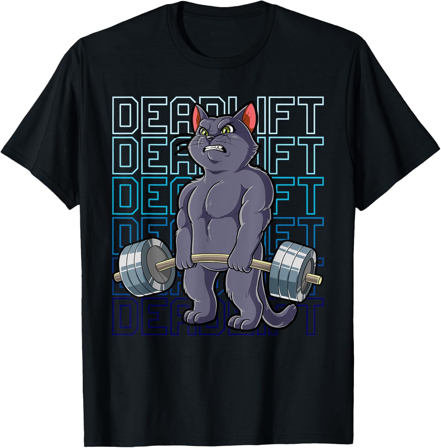 Cat Gym Weight Training Deadlift Men Women T-Shirt - T-Shirt | Black