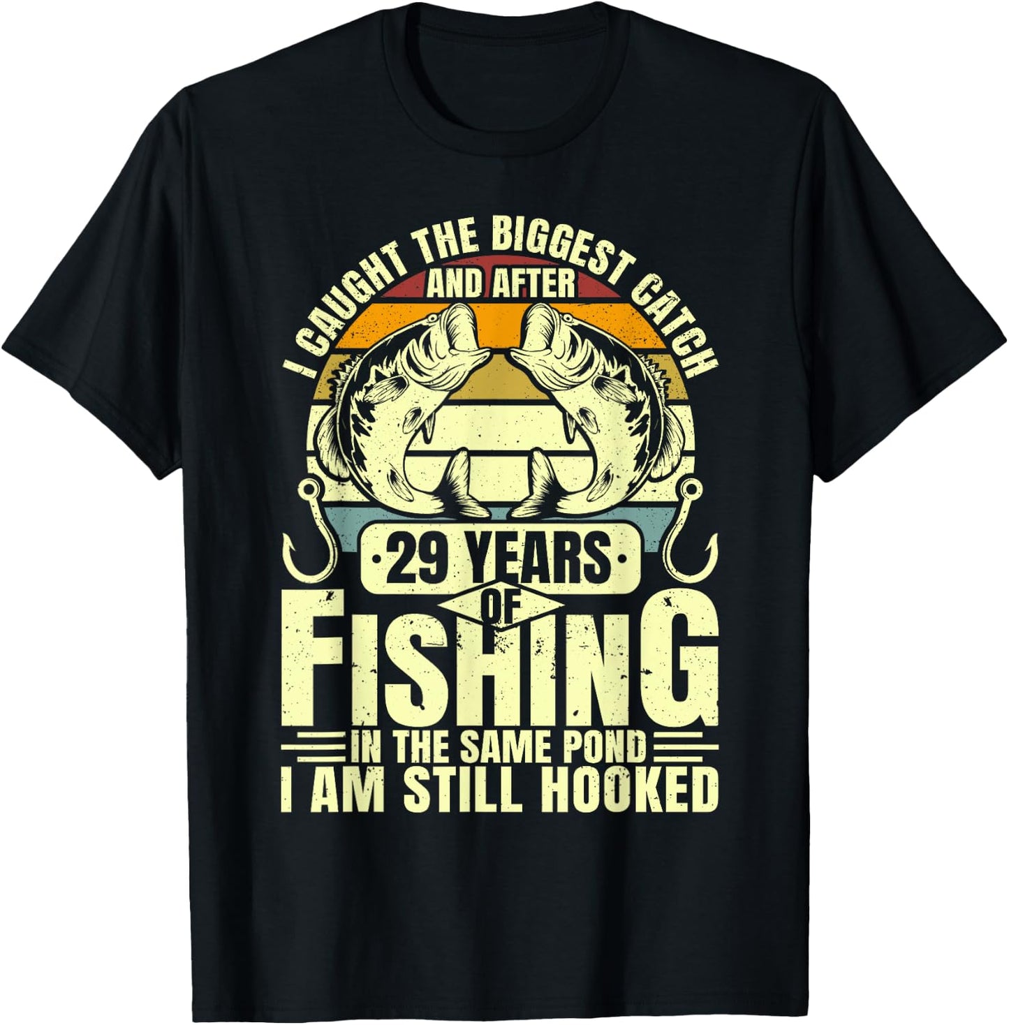 29th Wedding Anniversary Fishing Biggest Catch Fish 29 Years T-Shirt - T-Shirt | Black