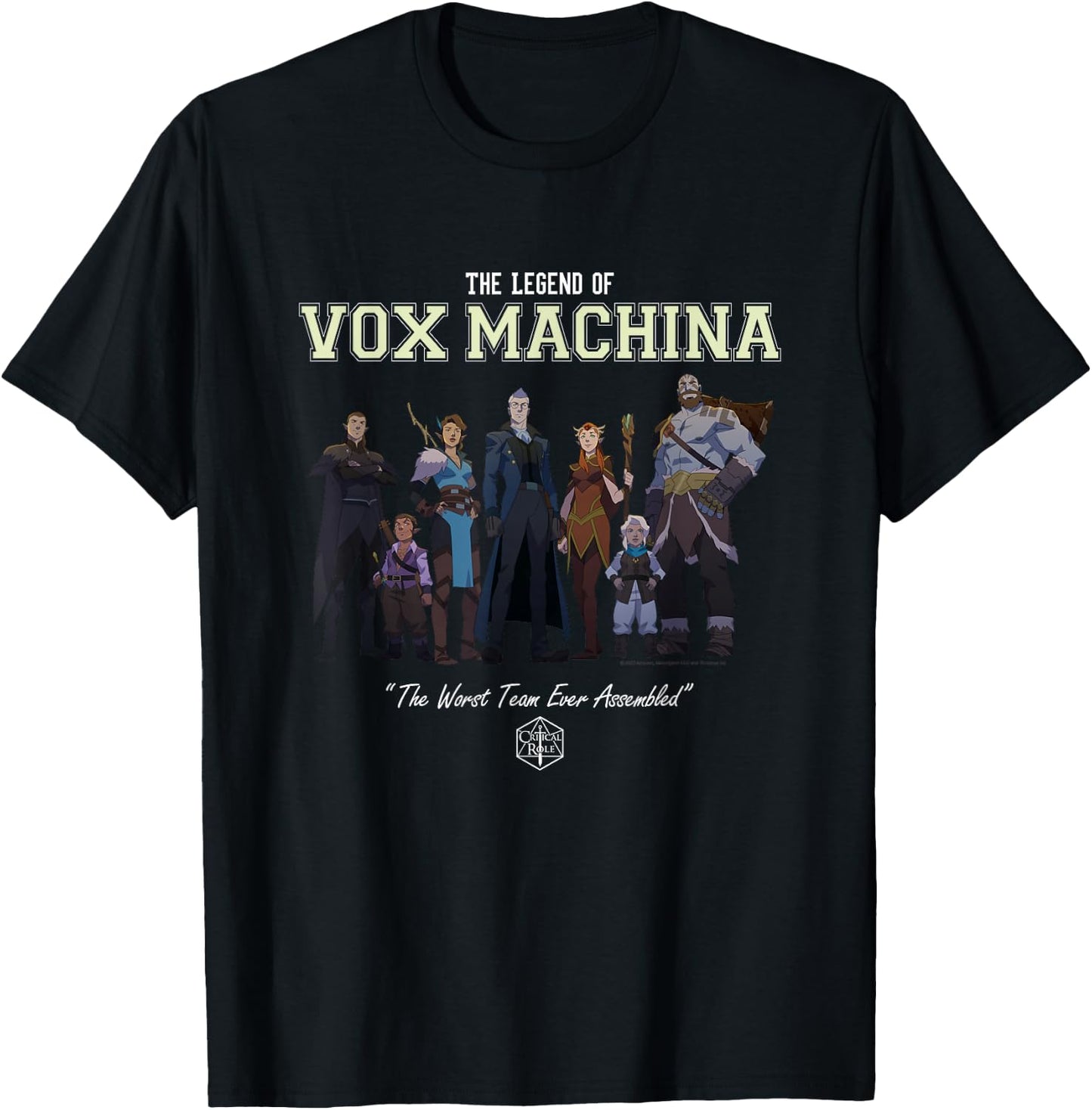 The Legend of Vox Machina Group with Varsity Logo Small T-Shirt - T-Shirt | Black