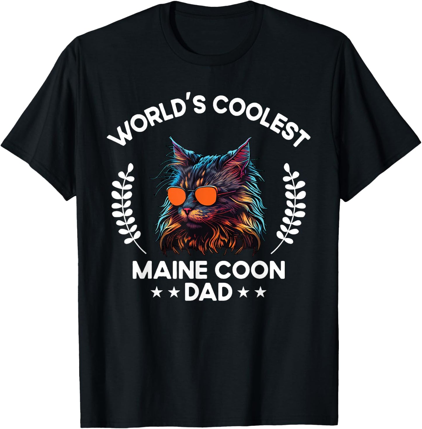 World's Coolest Dog Dad Papa - Men Maine Coon Cat T-Shirt - T-Shirt | Black