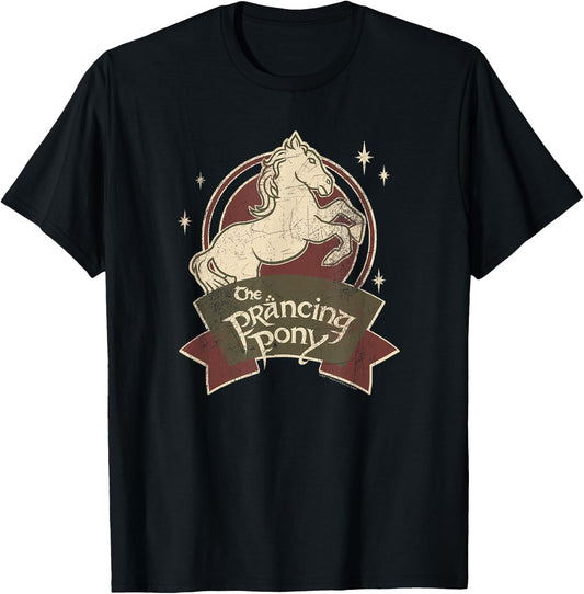 The Lord Of The Rings -Adults , Black, Small, Short Sleeve, Regular Fit, Modern, The Prancing Pony Bree Logo T-Shirt - T-Shirt | Black